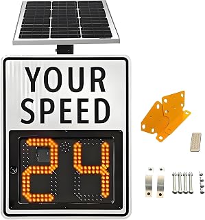 24''X35'' Road Warning Solar Radar Speed Limit Sign Portable Radar Traffic Signs Can Monitor The Speed of 4 Lanes at The Same Time.Real-Time Speed Display All-Weather Real-Time Monitoring