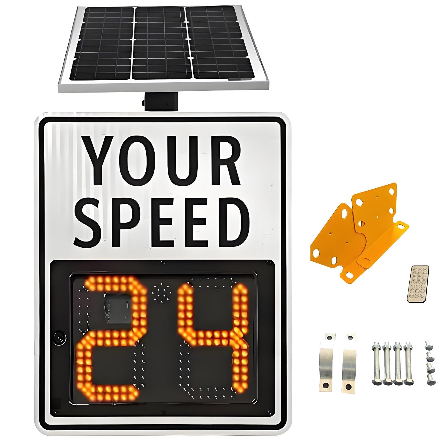 CelyToe Solar Powered Radar Speed Limit Sign Yellow-20 * 28in