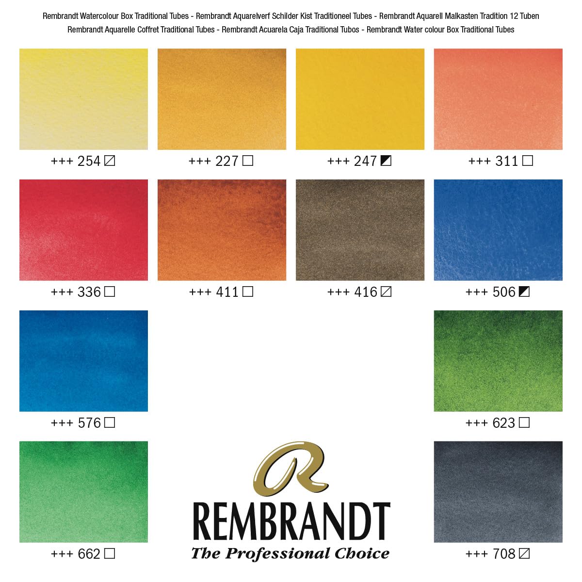 Rembrandt Zestaw akwareli Traditional w tubkach - 12 kolorów
