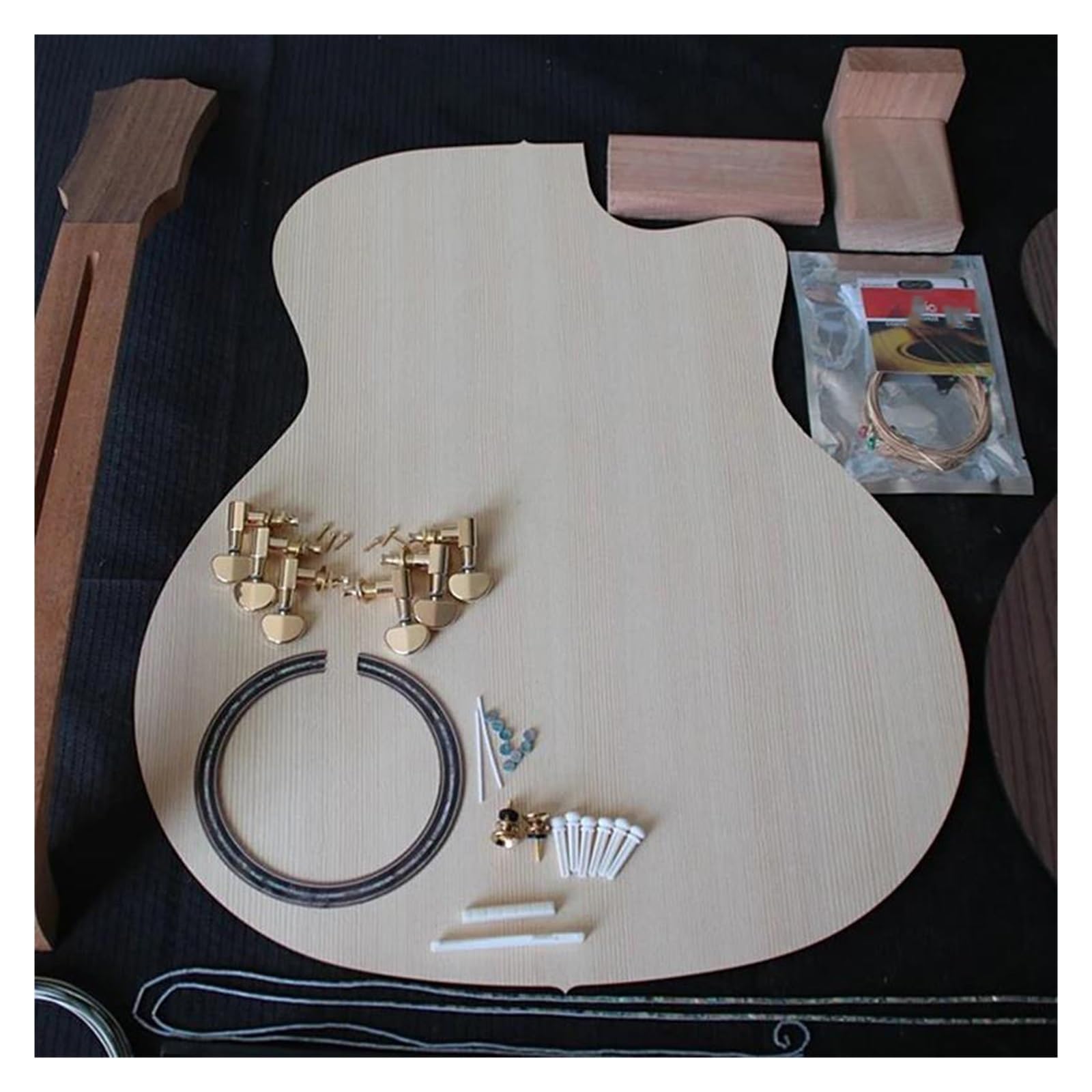 Kit Fai Da Te Per Chitarra Acustica Di Grado 3A Tavola Armonica In Abete Massello Fondo In Palissandro Massello Manico In Mogano Africano Tastiera In Ebano(B)