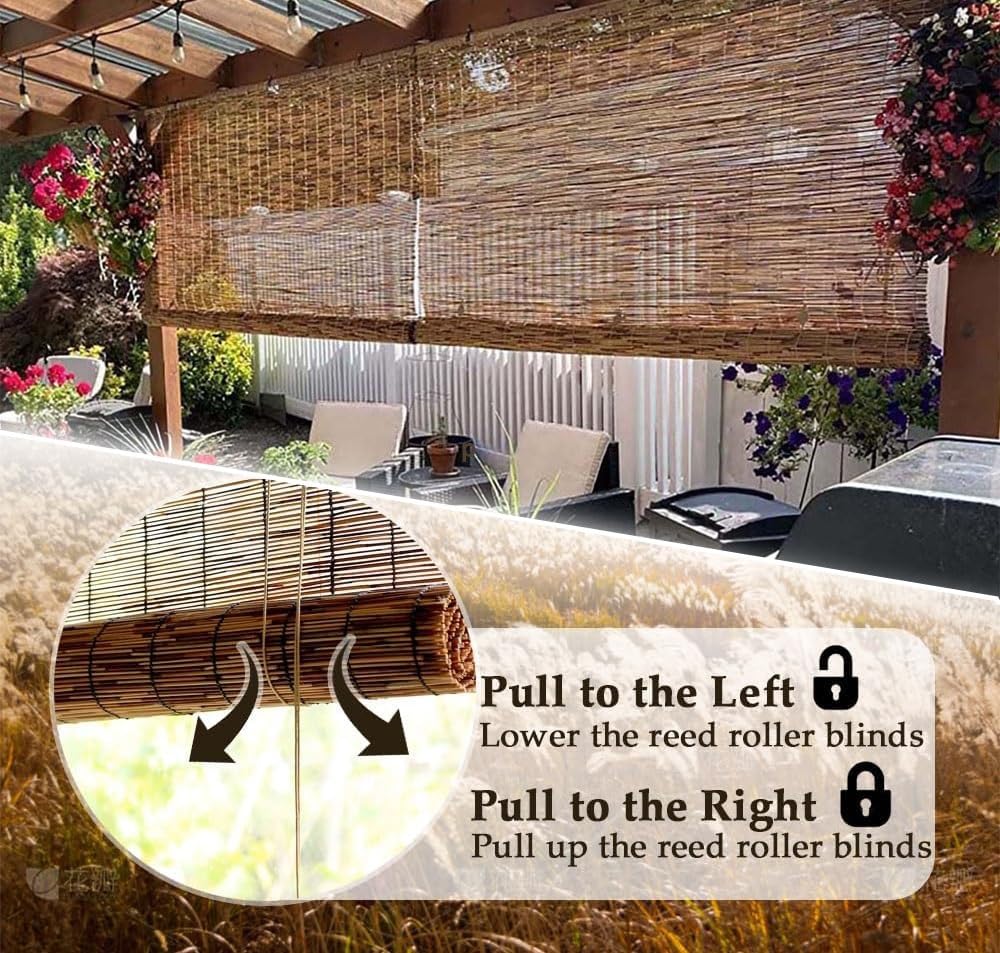 Store Enrouleur Roseau Store Bambou 150x200 110x300 80x180 50x100 90x120 70x250cm Facile à Installer Rideau Bambou 70% D'occultation Anti-UV pour Salon/Cuisine/Jardin/Patio