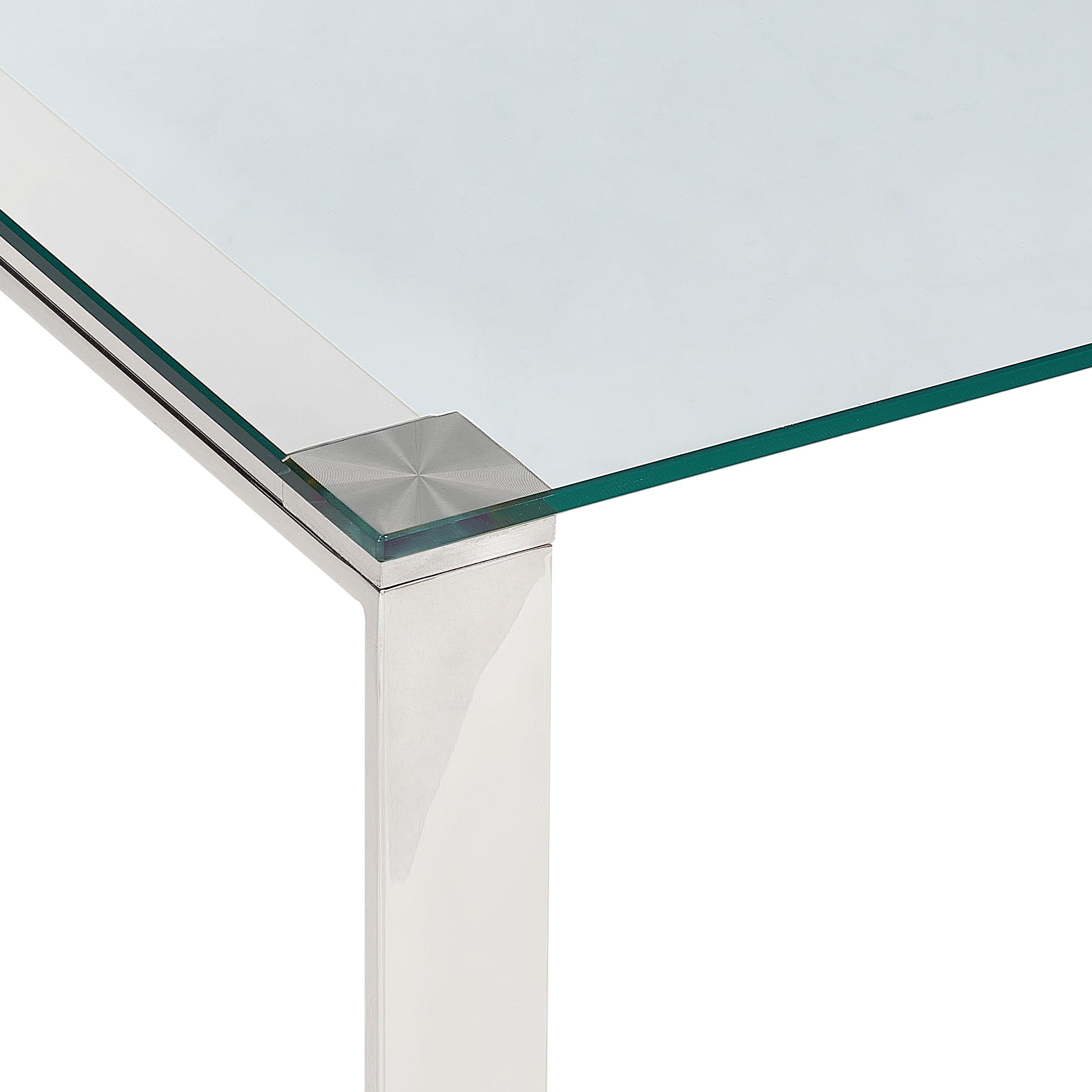 Beliani Moderner Couchtisch mit Edelstahlgestell Glasplatte Silber Tilon