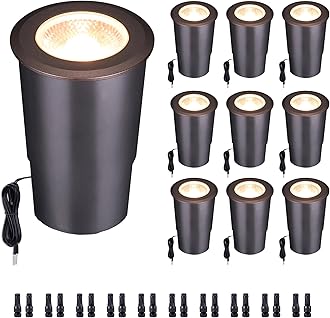Low Voltage Inground Landscape Lights - Soft White & Bright White 5 Selectable Colors Well Light, Outdoor LED Flush in-Grade Fixture, ORB Aluminum for Floor Tree Yard 9W 700LM 10 Pack