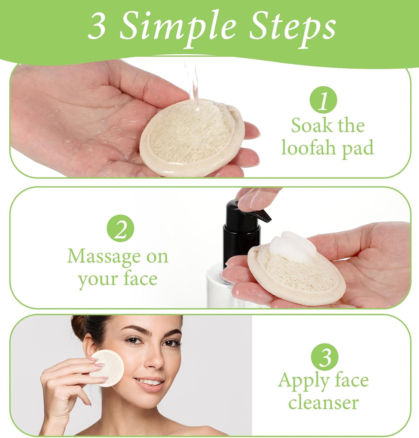 6Pcs Face Loofah Scrub Pad, 2.55-Inch Face Scrubbers, Natural Exfoliating Scrubber for Men Women Bath Shower
