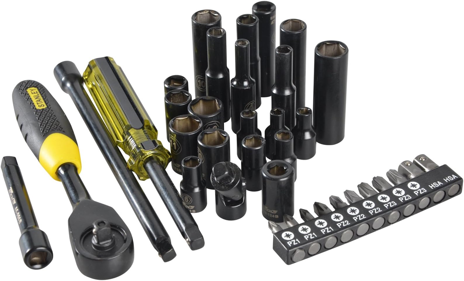 Precise Engineered Stanley 35 Piece 3/8" Square Drive Socket Set with Tech 3 Moto GP Case [Multi Set] - w/3yr Rescu3® Warranty