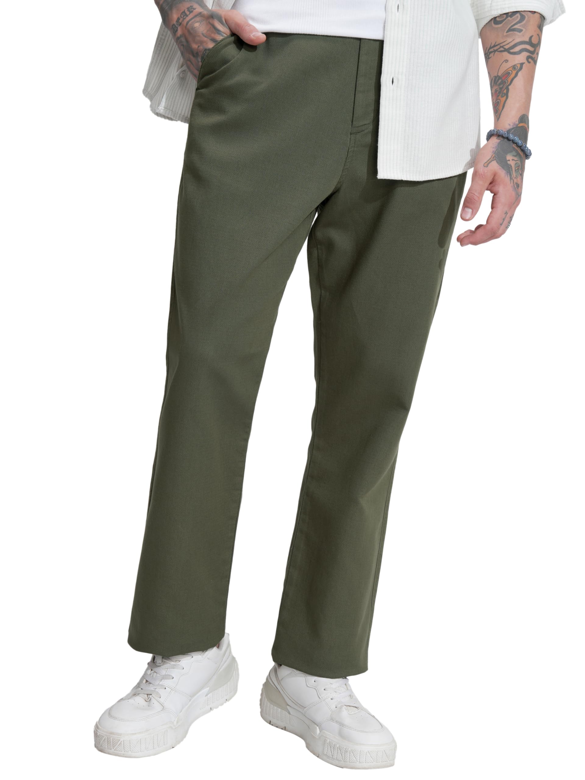 highlander Men's Relaxed Fit Regular Trousers | Casual Trousers | Solid | Mid-Rise| Trouser | Regular-picture-33