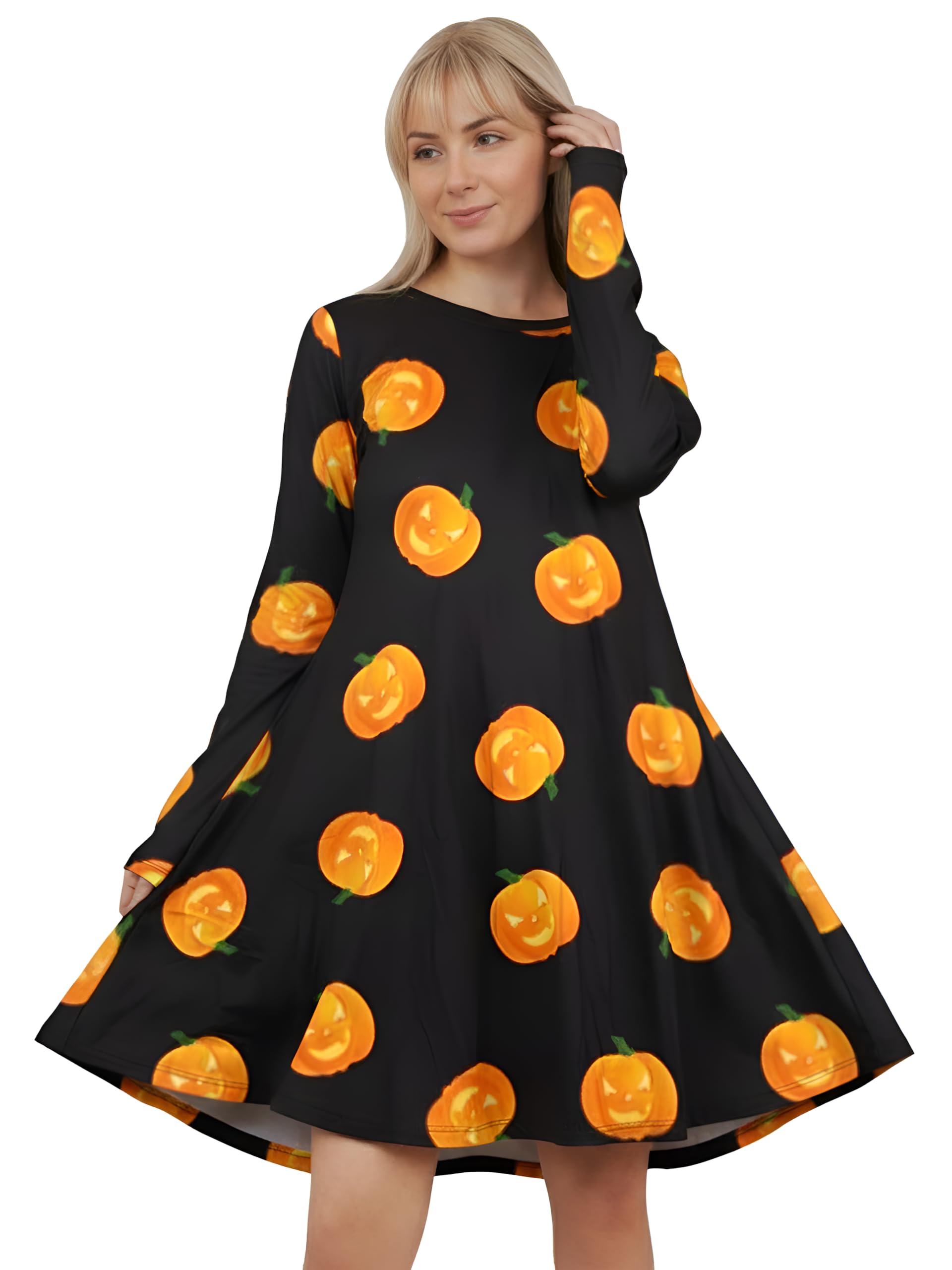 Love My Fashions® Womens Halloween Dress Scary Costume Adults Ghost Skull with Scary Bats Pumpkin Party Wear Womens Top — image 1