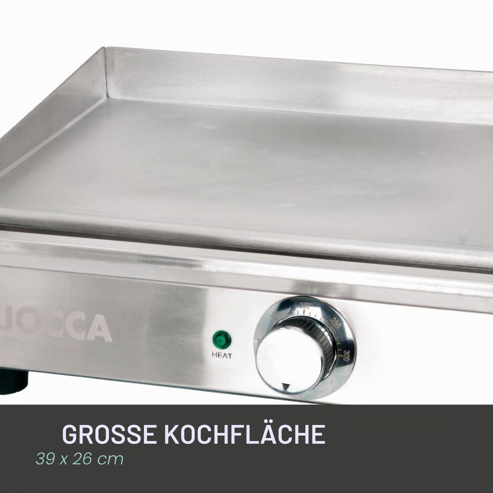 Jocca Elektrische Grillplatte Teppanyaki 39,6 x 26 cm Edelstahl Temperaturregelung 50-300°C