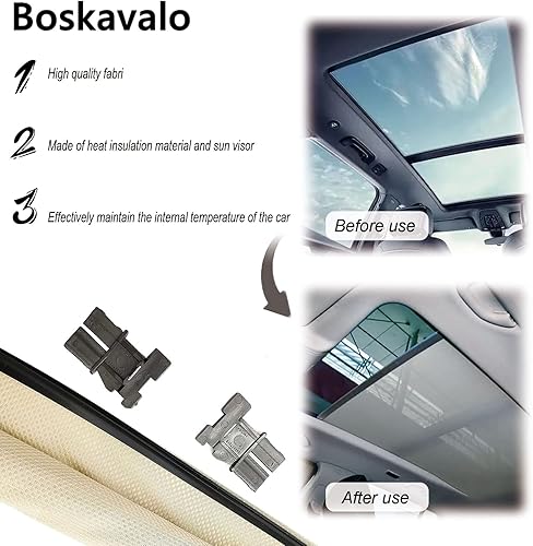 Vista 15 de Cubierta de cortina panorámica para techo corredizo para VW Jetta Golf Tiguan Audi Q5 1K9877307B (beige, 1) Beige,Negro,Gris,Tela