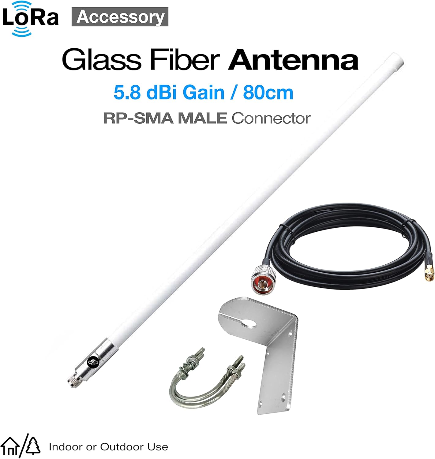 Amazing 🔥 LoRa Antenna Compatible with Helium Miner – 5.8dbi Indoor Outdoor Mount Bracket and LMR 400 9ft Cable Kit Omnidirectional 915MHz Improves Signal Strength Coverage, White