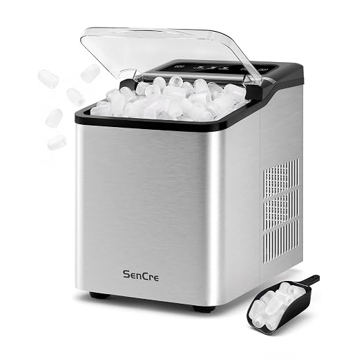Ice Makers Countertop, 26.5Lbs/24H Ice Machine with 2 Sizes Bullet Ice, 9 Ice Cubes Release in 6 Mins, Self-Cleaning Portable Ice Maker with Ice Scoop and Basket for Home Kitchen Office Bar RV