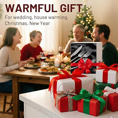 Miniatura 7 de Kikcoin Juego de 40 piezas de cubiertos para 8, juego de cubiertos de acero inoxidable de peso equilibrado, juego de cuchillos, cucharas y tenedores