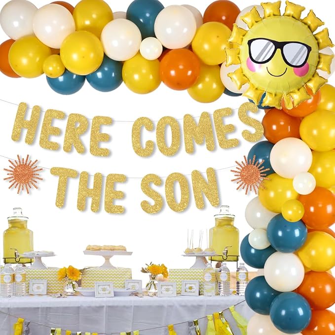 Here Comes The Son Baby Shower Decorations, Boho Sun