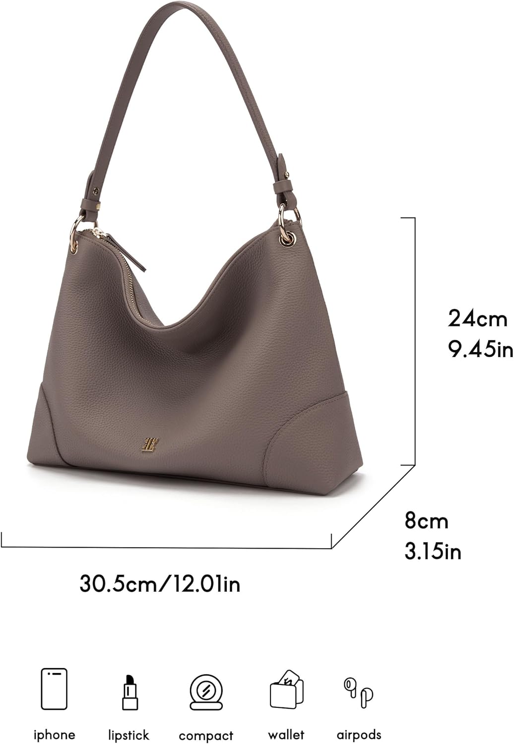 ELLE Full-Grain Leather Purses for Women Large Shoulder Bag | Top Handle, Detachable Strap