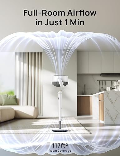 Miniatura 8 de Dreo - Ventilador oscilante de 120, ventilador de pedestal silencioso, 9 velocidades, 4 modos, 20 dB, vertical manual de 120, altura ajustable de