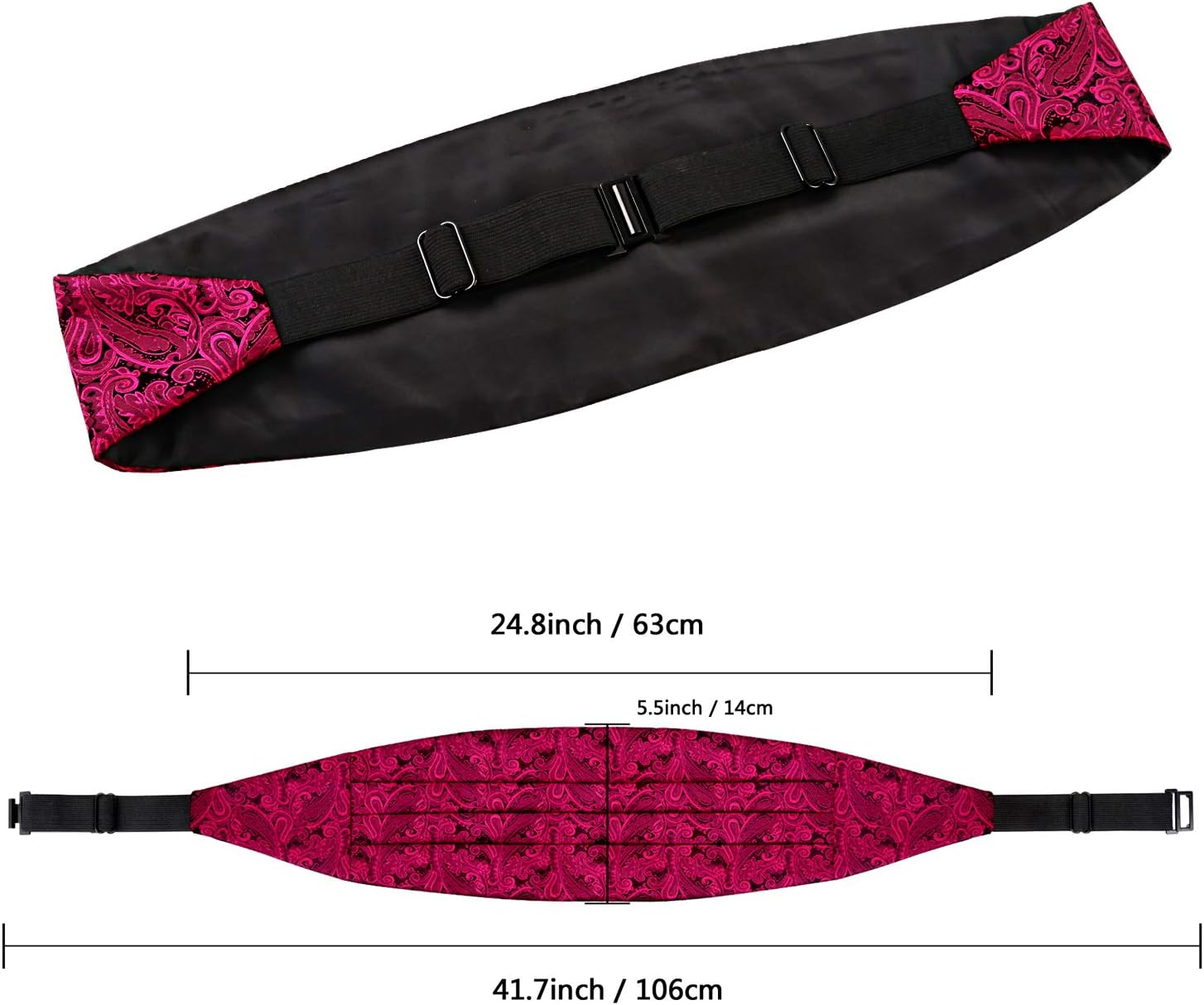 Alizeal Men's Paisley Cummerbund and UNTIED Bow Tie Hanky Set - Image 6