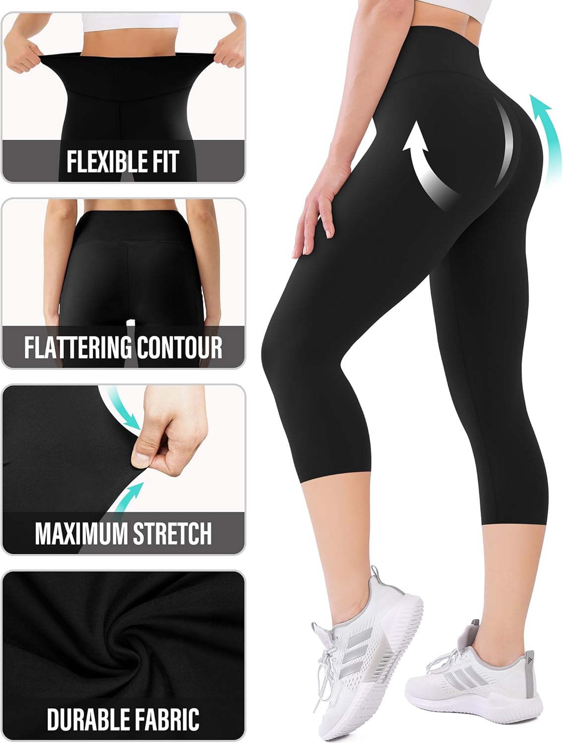 High Waisted Leggings for Women Buttery Soft Full Length Capri Workout Yoga Pants - Image 6