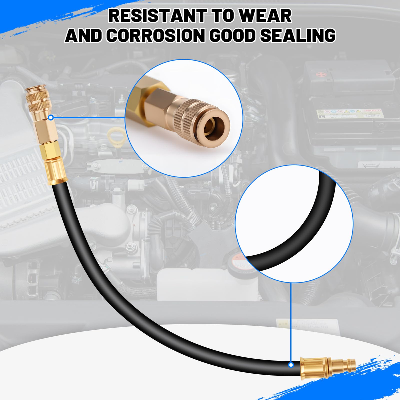 KAOLALI 46Pcs Comprobador de Compresión, Comprobador de Pérdida de Presión, 0-725 PSI, Comprobador de Motores para Motores Diésel y Gasolina HDi, Autos y Camiones, M24, M22, M20, M14, M12, M10, M8