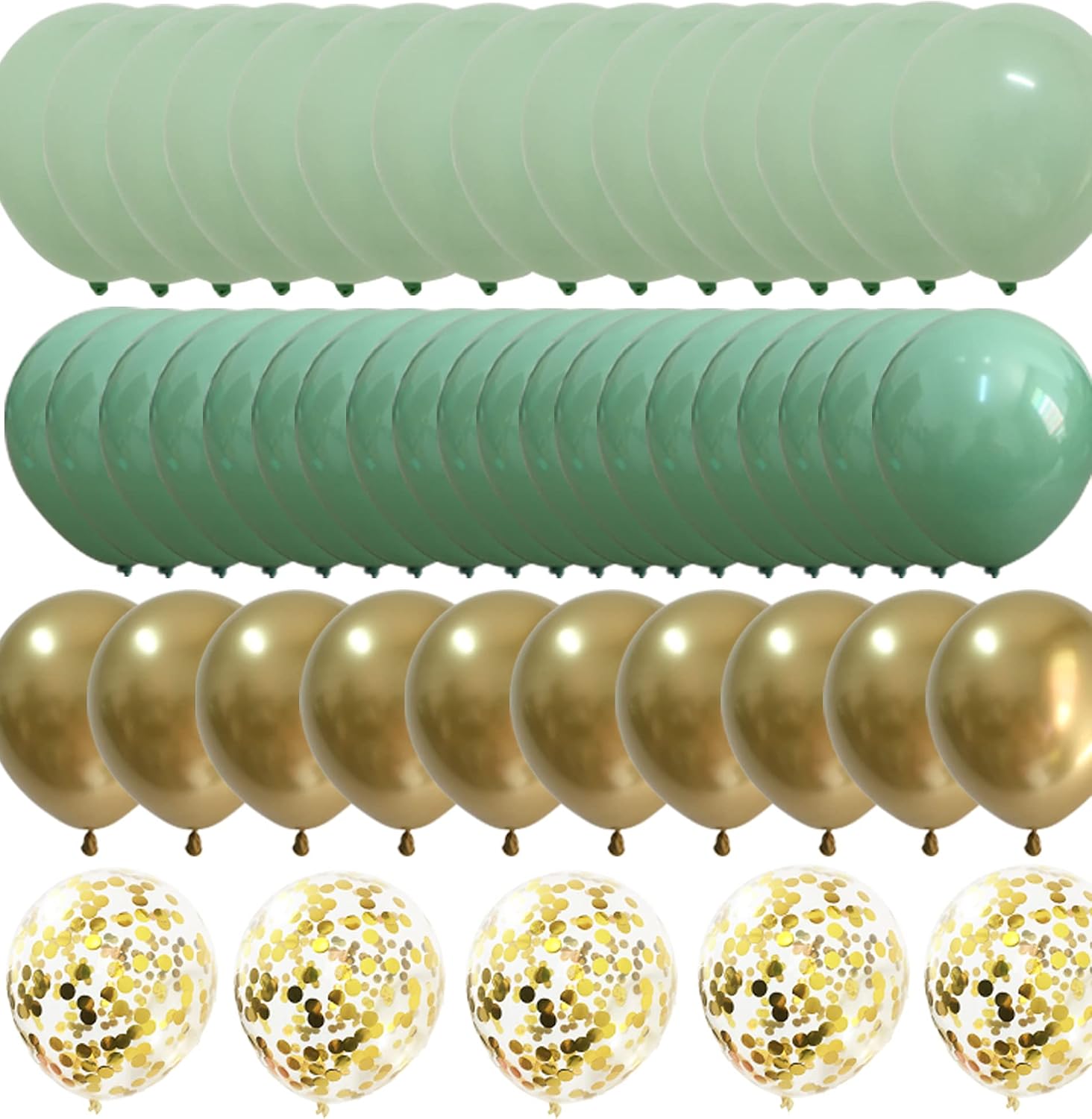 Matte Sage Green Gold Balloons – Light Mint Olive Green Balloons for Wedding Neutral Baby Shower Birthday Party Supplies 60 packs (Sage green + gold)