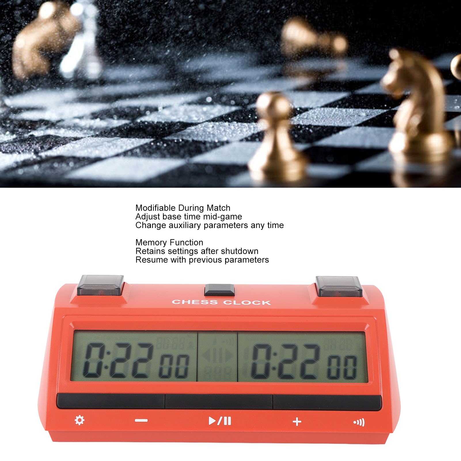 Minuteur d'échecs numérique professionnel pour tournoi - Portable - Grand écran - Pour jeu de société