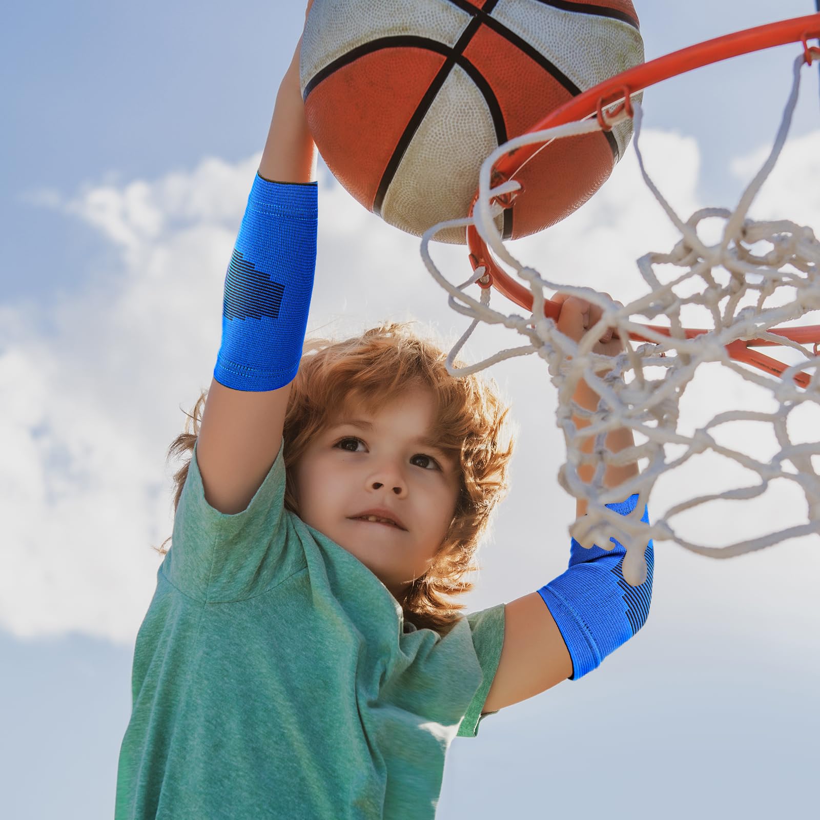 Sibba 2 Paia Gomito Bambini Compressione Palestra Braccio Traspirante Pallavolo Basket Tennis Sollevamento Pesi Sport