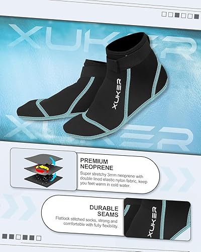 Miniatura 18 de XUKER Calcetines de neopreno, 0.118 in Playa Voleibol Arena Fútbol Agua Traje Calcetines para Buceo Snorkeling Kayak Remo Negro