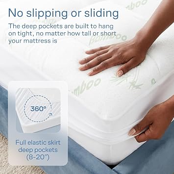 Mattress Topper Cloud-Like Comfort - Ultra-Soft, Breathable, and Cooling Pad Viscose made from bamboo Protection - 135x190cm, Deep Fit