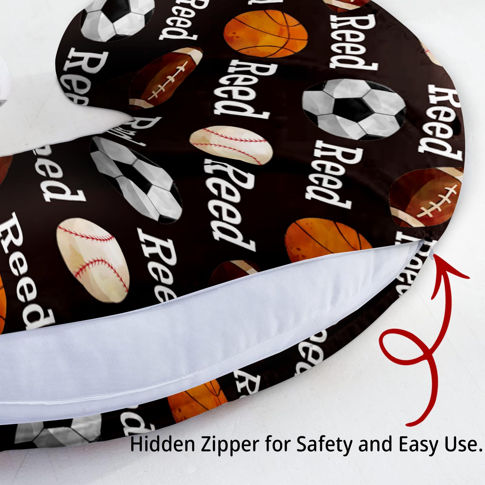 Rucekia Baby Nursing Pillow Cover - Personalized Name Ball Theme Breastfeeding U-Shaped for Bottle Feeding, Ultra Soft Comfortable Breastfeeding Pillow Cover for Infant Baby Boys and Girls