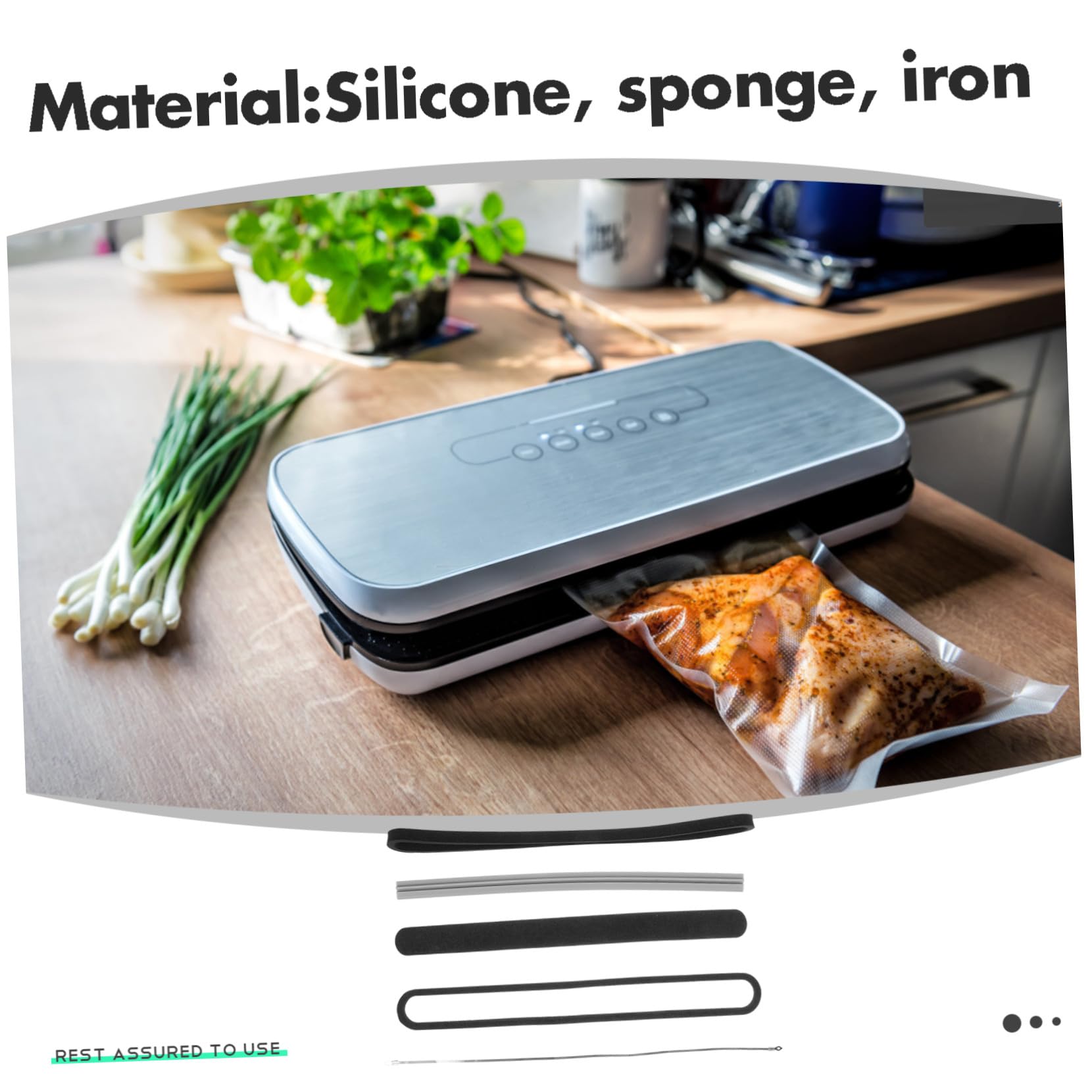 Cabilock Set 1 Striscia di Tenuta in Silicone e Spugna Filo Riscaldante per Macchina Sottovuoto Nero, Sigillatura Uniforme, Ricambio per Uso Professionale e Negozi