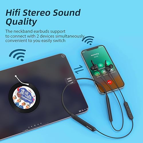 Miniatura 6 de Auriculares Bluetooth G5 con banda para el cuello, con micrófono inalámbrico, auriculares de graves profundos de alta fidelidad, auriculares