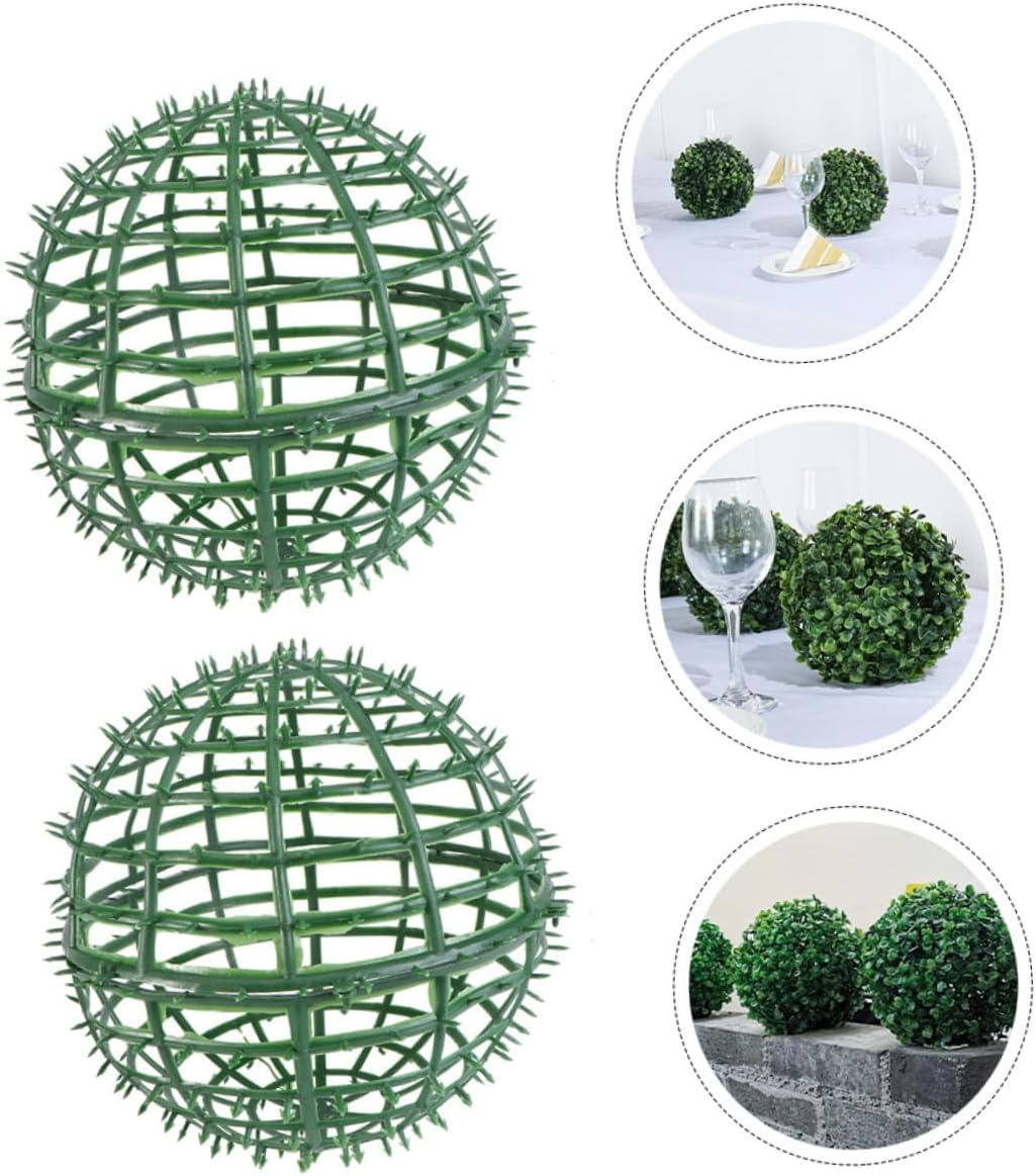 LIFKOME 4Pcs Decorative Grass Ball Rack Sturdy Plastic Flower Arrangement Cage for Garden Courtyard and Wedding Decor Topiary Ball Support for Faux Plant Display