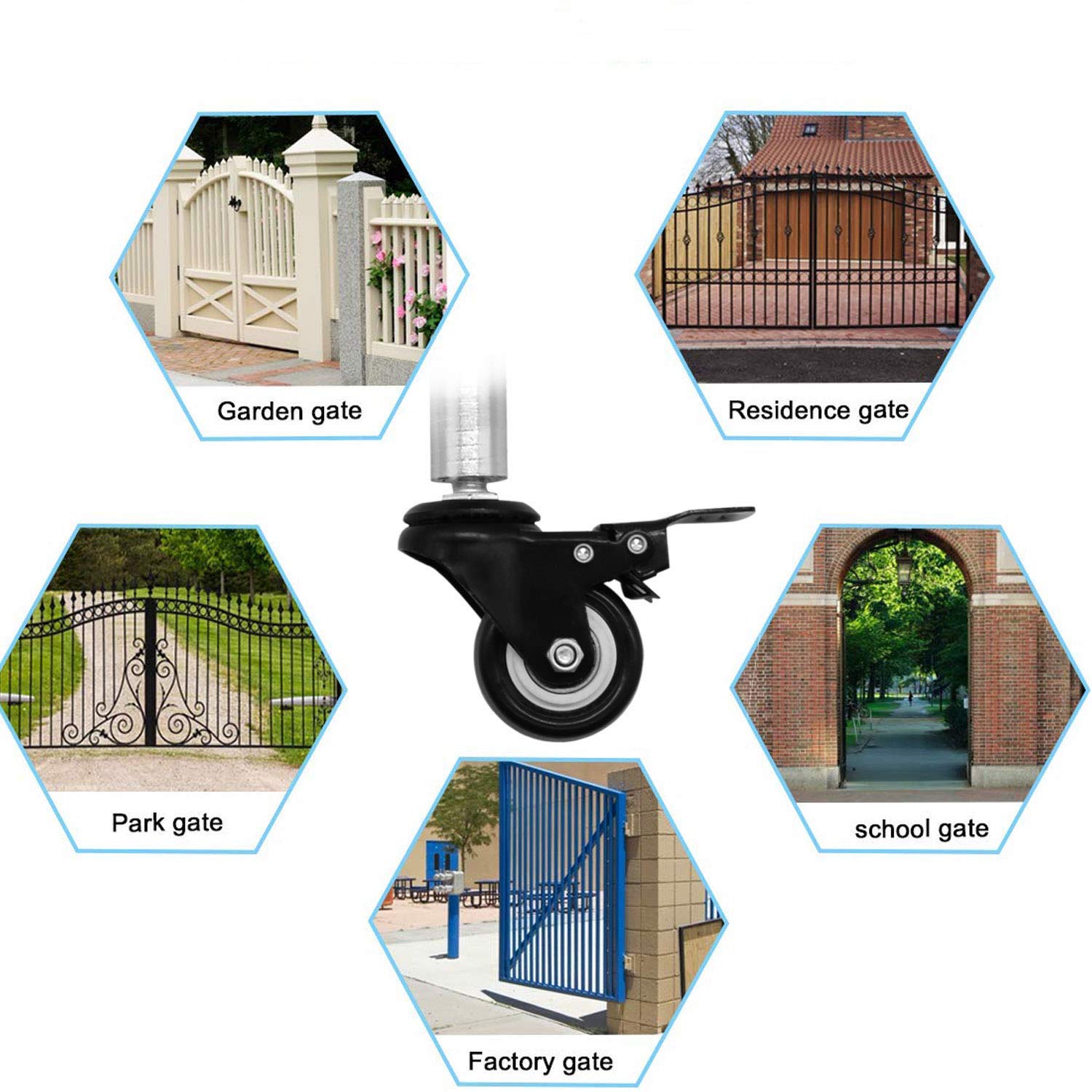 Ruedas Rueda giratoria for puerta de 40 mm (1,5 pulg.), 2 amortiguadores de resorte planos de alta resistencia retráctiles de 60 mm, capacidad de carga de 50 kg, resistente y duradera, sin ruido.(Blac