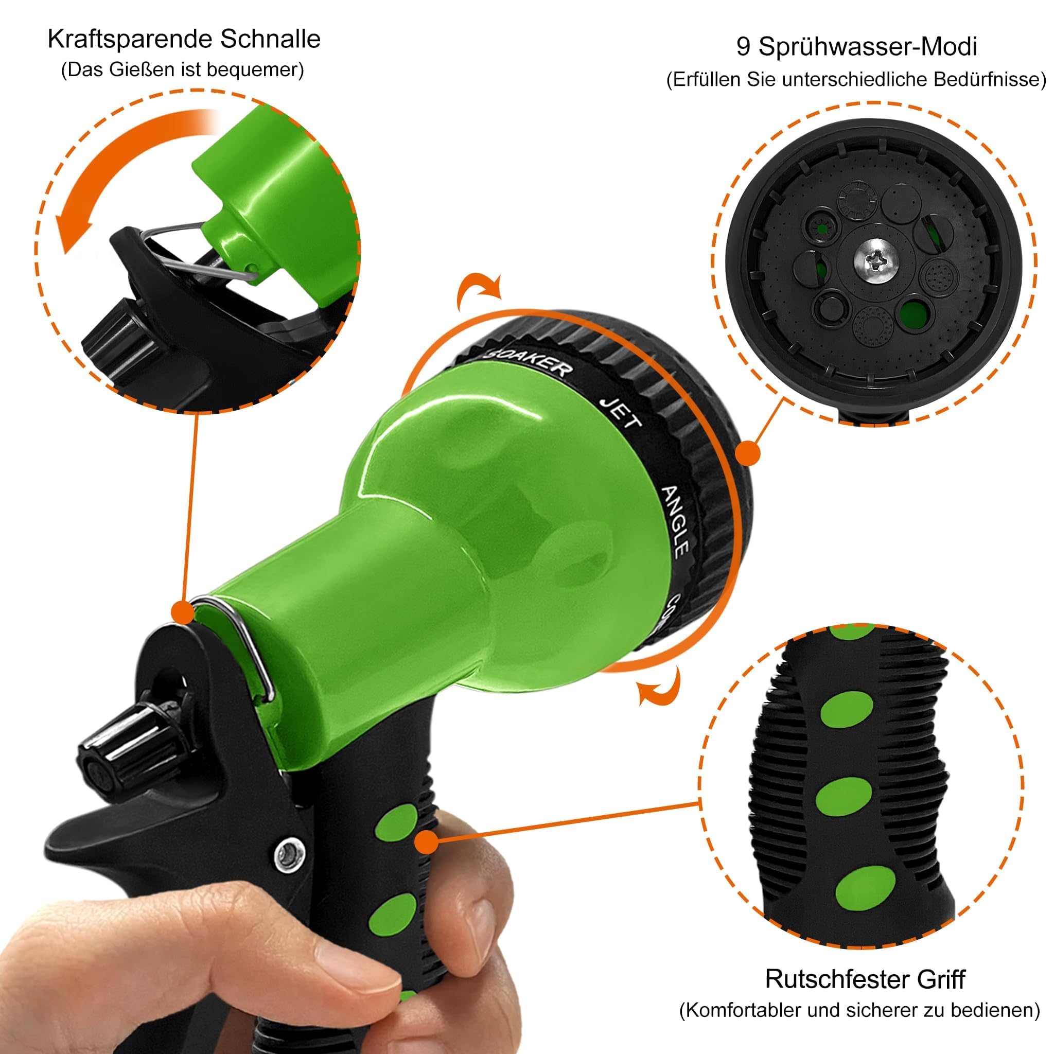 UISEBRT Avvolgitubo 30 + 2 m, Scatolone per Tubo da Giardino - Scatolone per Tubo Orientabile a 180° con Supporto a Parete, Tamburo Automatico per Tubo dell'Acqua per Giardino, Irrigazione, Lavaggio