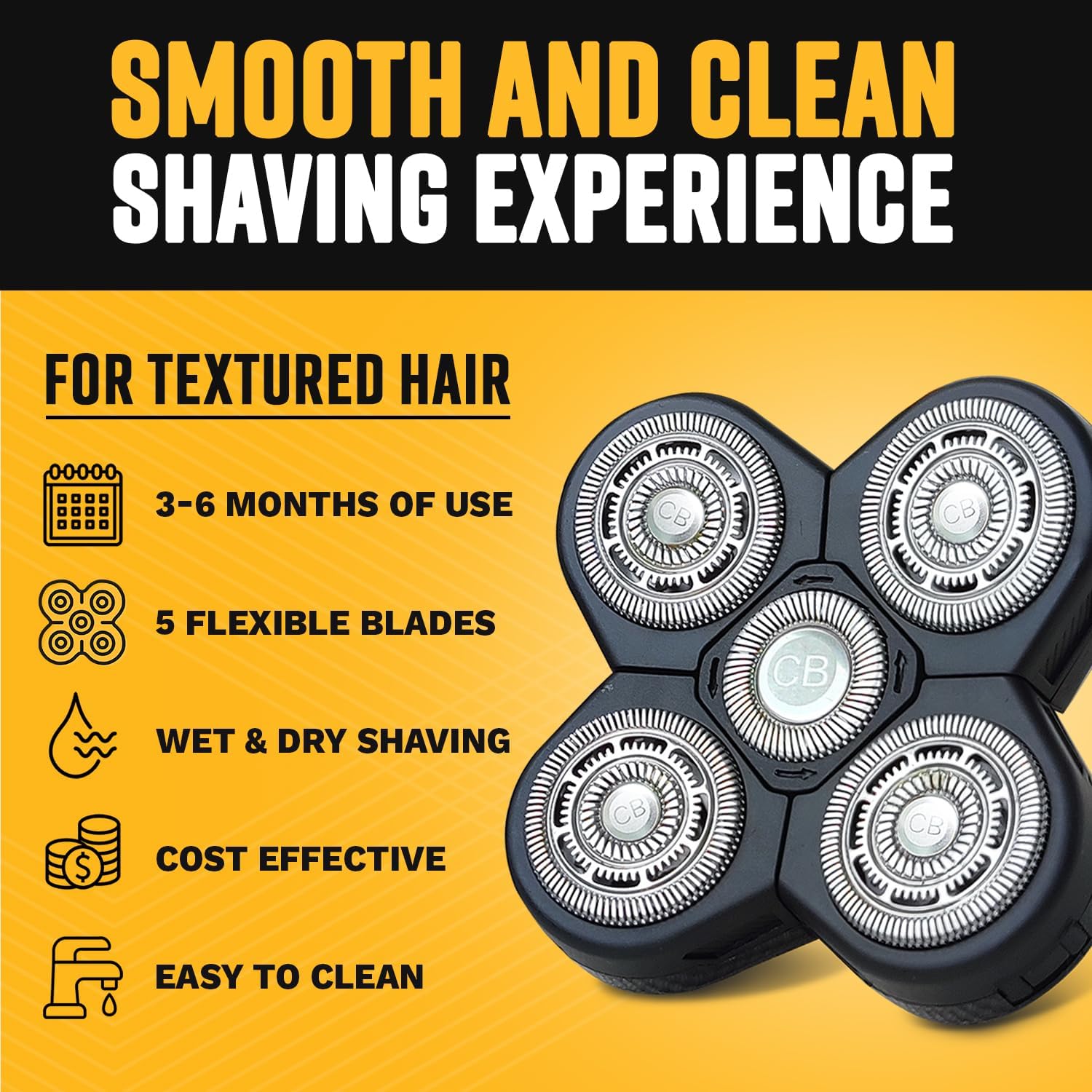 Deluxe Replacement Rotary Shaver Head, Universal Fit for Most Rotary Shavers, Designed for Textured Hair, Easy to Clean, The Cut Buddy
