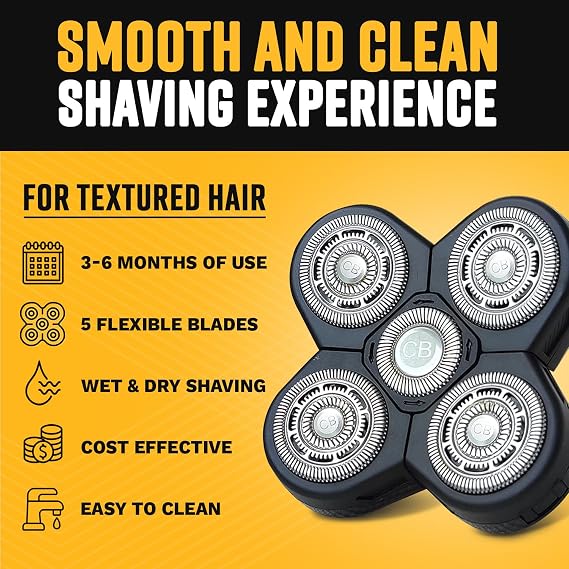 Deluxe Replacement Rotary Shaver Head, Universal Fit for Most Rotary Shavers, Designed for Textured Hair, Easy to Clean, The Cut Buddy
