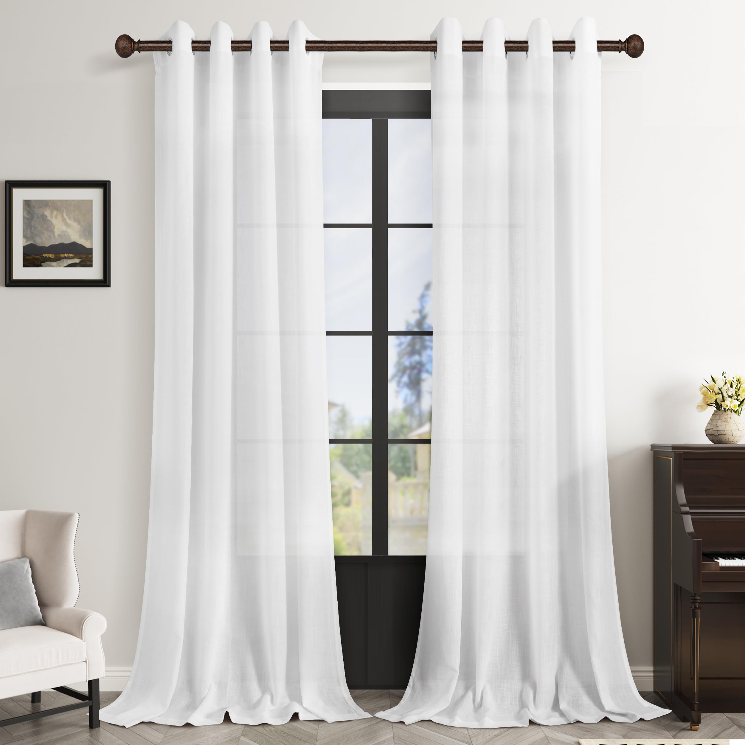 Rideaux lin semi-transparents à motif rustique doux pour un intérieur serein
