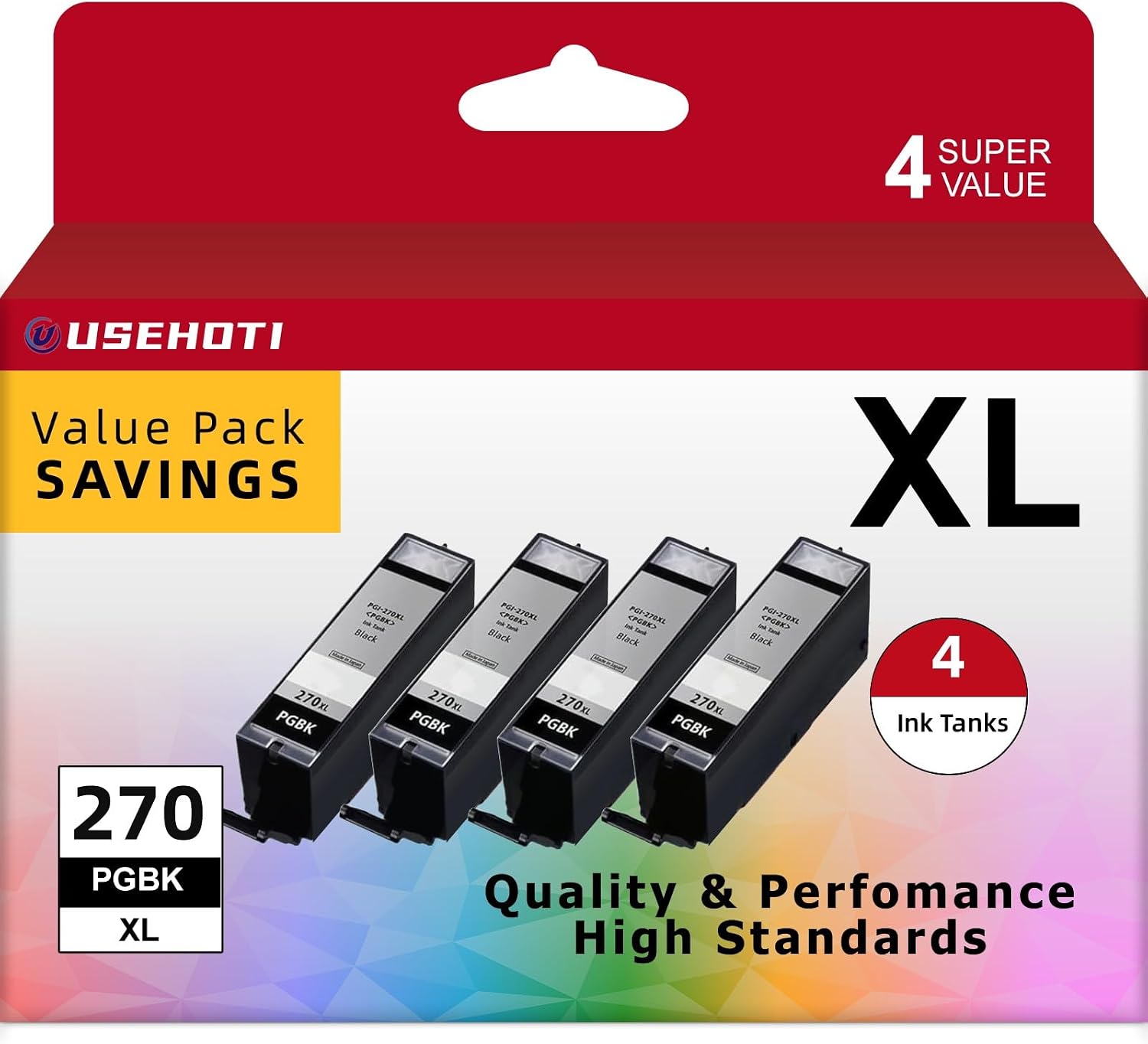 270XL 270 PGBK Ink Cartridges 4‑Pack Compatible for Canon Printers – High Yield PGI‑270XL PGBK Black Ink Cartridge Replacement for PIXMA MG & TS Series (MG5720/MG6820/TS6020/TS9020)