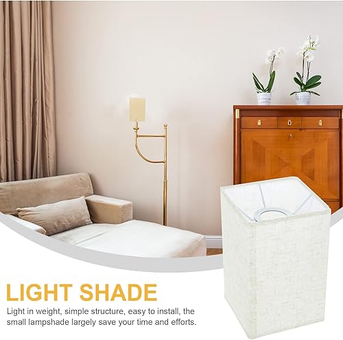 Miniatura 6 de Pantalla de lámpara de mesa, pantalla de lino, pantalla cuadrada, rectangular, de lino, clip, pantalla de mesa, cubierta de luz de repuesto,