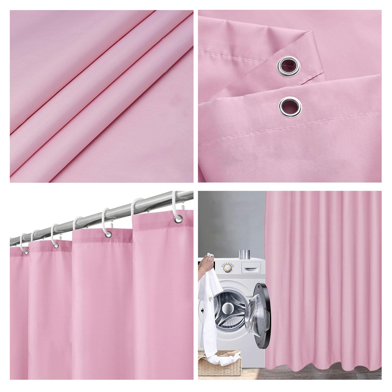 Rideau de Bain Rideau de Douche Anti Moisissure 260x280cm Rose