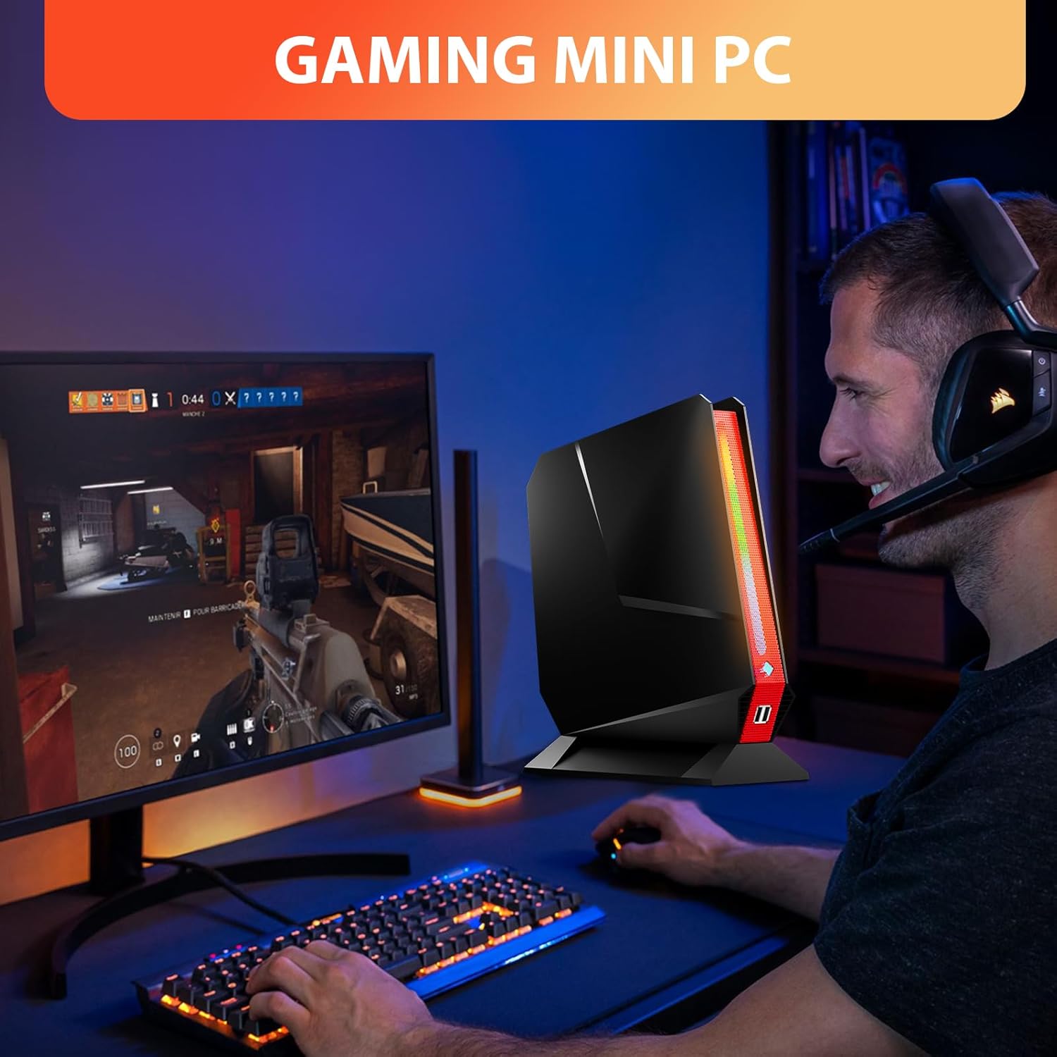 sinbun Mini Gaming PC, 12Th Gen Core i9-12900HK, RTX 3050 Ti 8G GDDR6 Gaming Computers, 32GB DDR4 RAM 1TB PCIe SSD, RGB Lights/Triple Display/2.5G LAN/WiFi 6E BT5.3, Win 11 Pro Desktop PC, Black