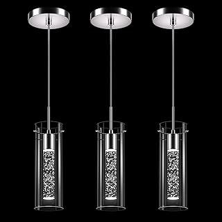 Esfos Pendant Ceiling Light Fixture, LED Kitchen Lighting Crystal Pendant Lights Kitchen Island, 1-Light Integrated Kitche...
