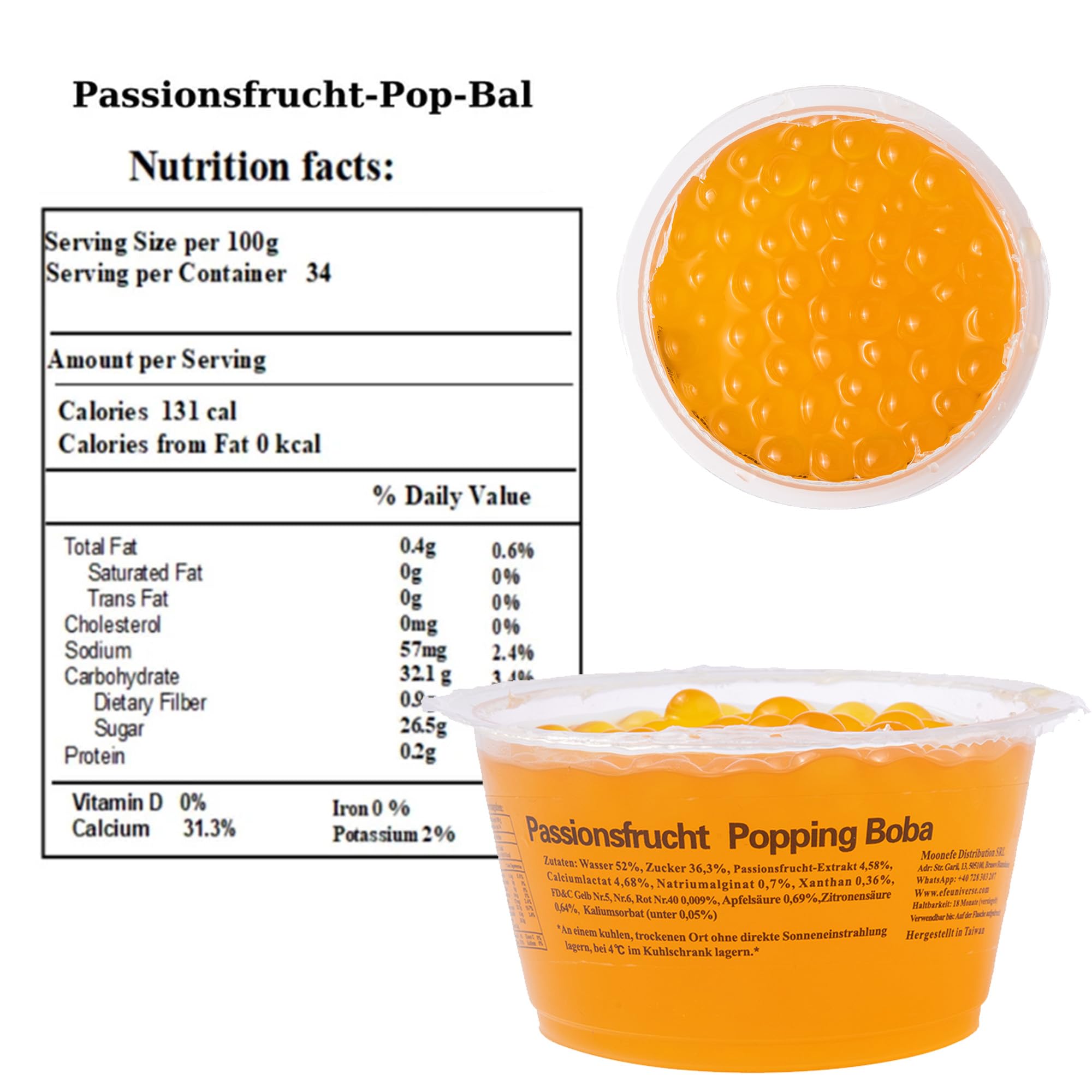 NORDIC SCHILLER Bubble Tea Home Set, Té de Burbujas, Tropical Vibes, 100% Vegetariano y sin Gluten, perlas de Boba con maracuyá, jarabe de cracao azul y té verde jazmín, Perlas De Fruta de la Pasión