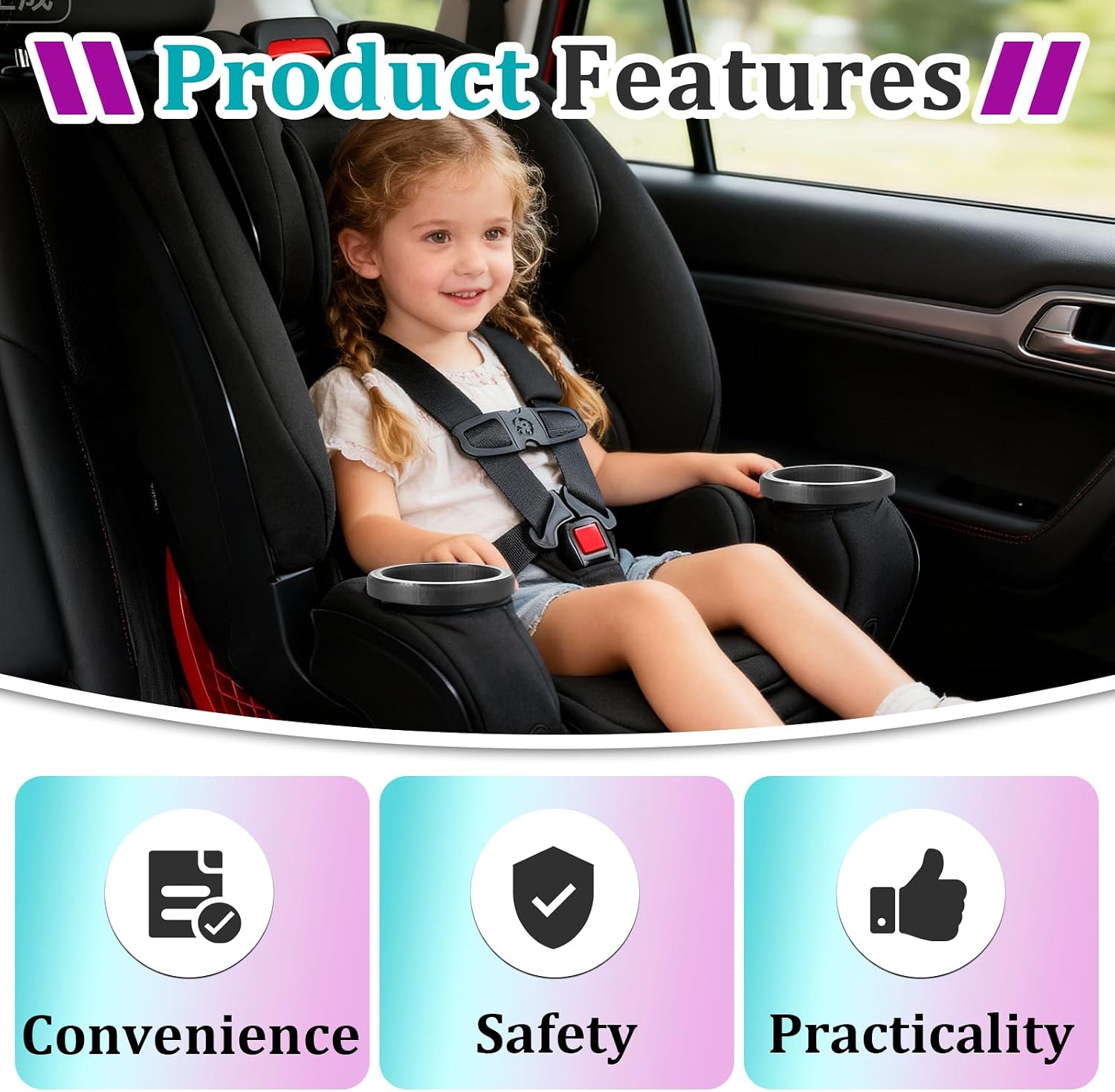 2 Pcs Cup Holder Replacements Compatible with Britax One4Life Car Seats, Single Cup Holder for Child Car Seats, Dishwasher Safe, Easy Snap Installation Durable(Black)