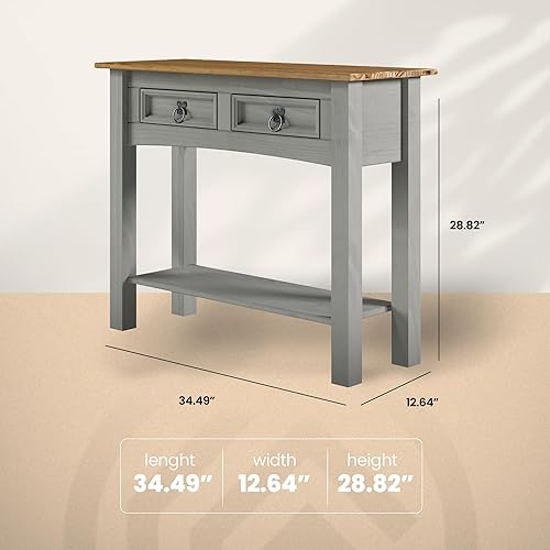 Miniatura 2 de Furniture Dash Consola de mesa de pasillo de madera maciza de 34.49 pulgadas de ancho, 12.64 pulgadas de profundidad, 28.82 pulgadas de alto, mesa
