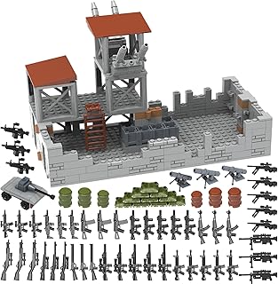 Military Base Building Blocks Sets Include Defence Base Guard Tower, Weapons Guns Packs War Accessories Kit Toys for Kids Boys 6 7 8 9 10 11 12 13 14 Years