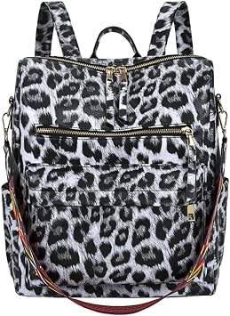 Fashionable Leopard Print Students Backpack with Large Capacity and Strong Tensile Performance, Pu Material Travel Pack for School and Graduation Gifts