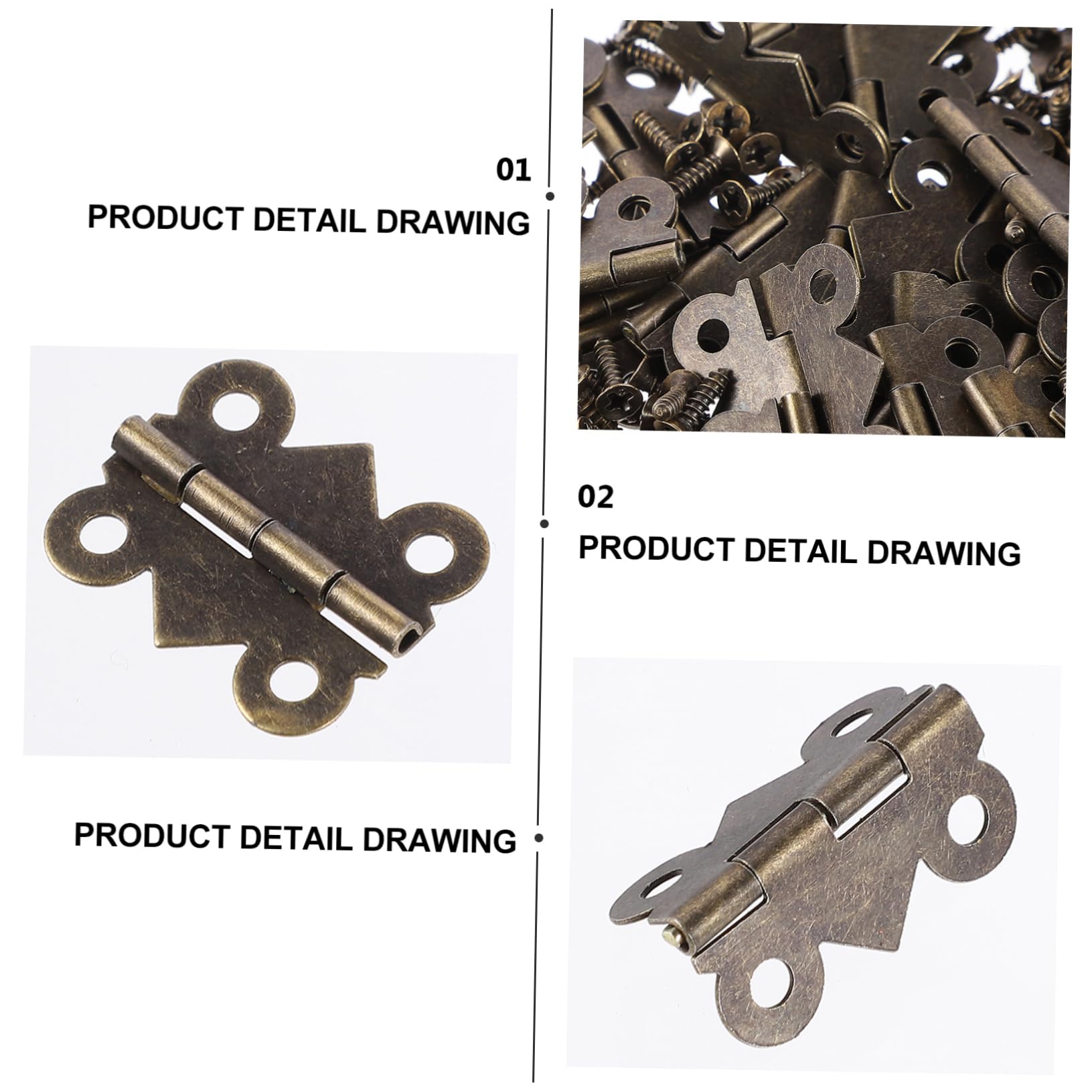 KICHOUSE 3sets Wooden Box Cabinet Hinge Mini Antique Hinges Door Closer Retro Furniture Decorative 48pcs*3