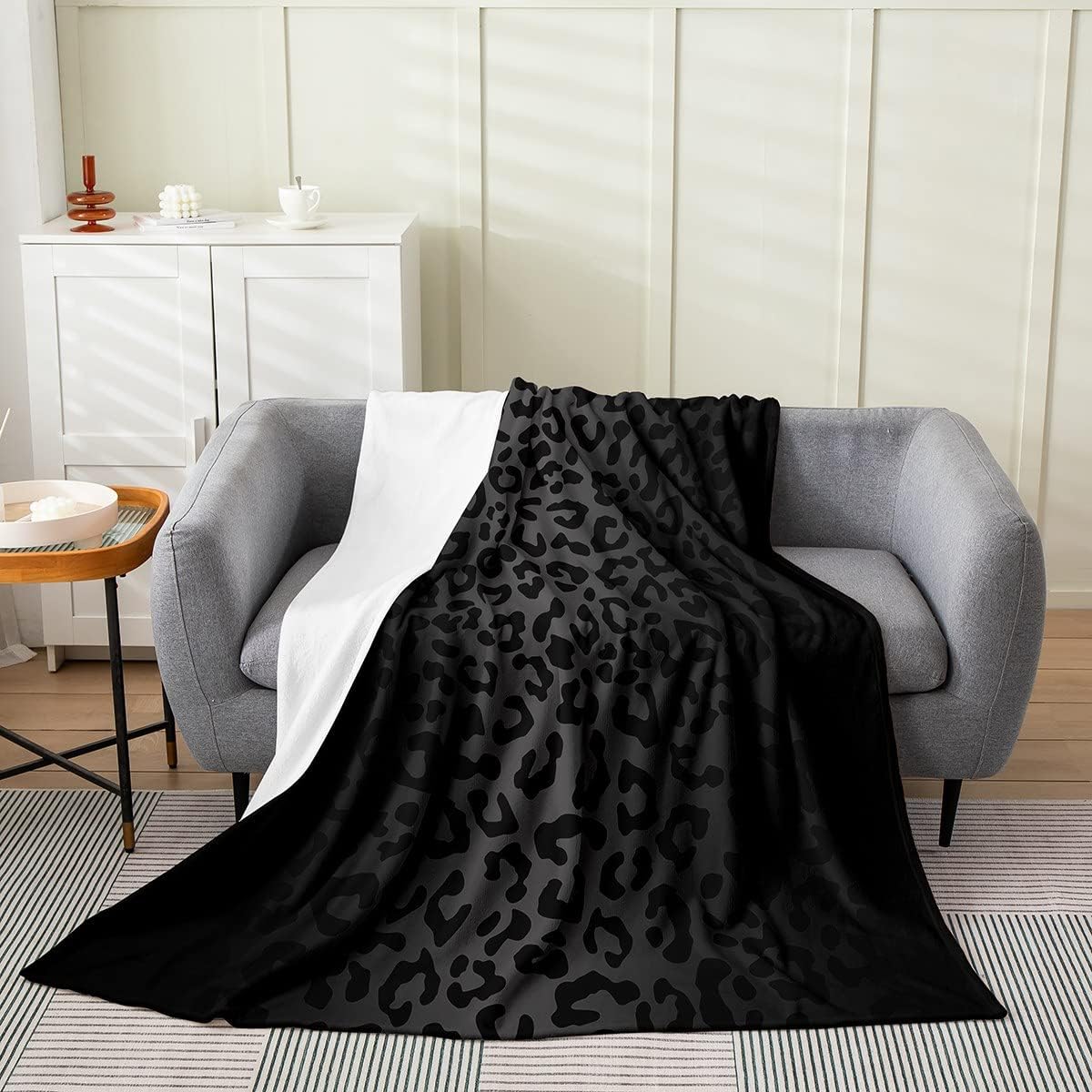 Feelyou Leopard Flannel Fleece Blanket 40"x50" Cheetah Print Plush Throw Blanket, for Sofa Couch Black Wild Animal Blanket Room Decor Safari Multi 20 40"x50"