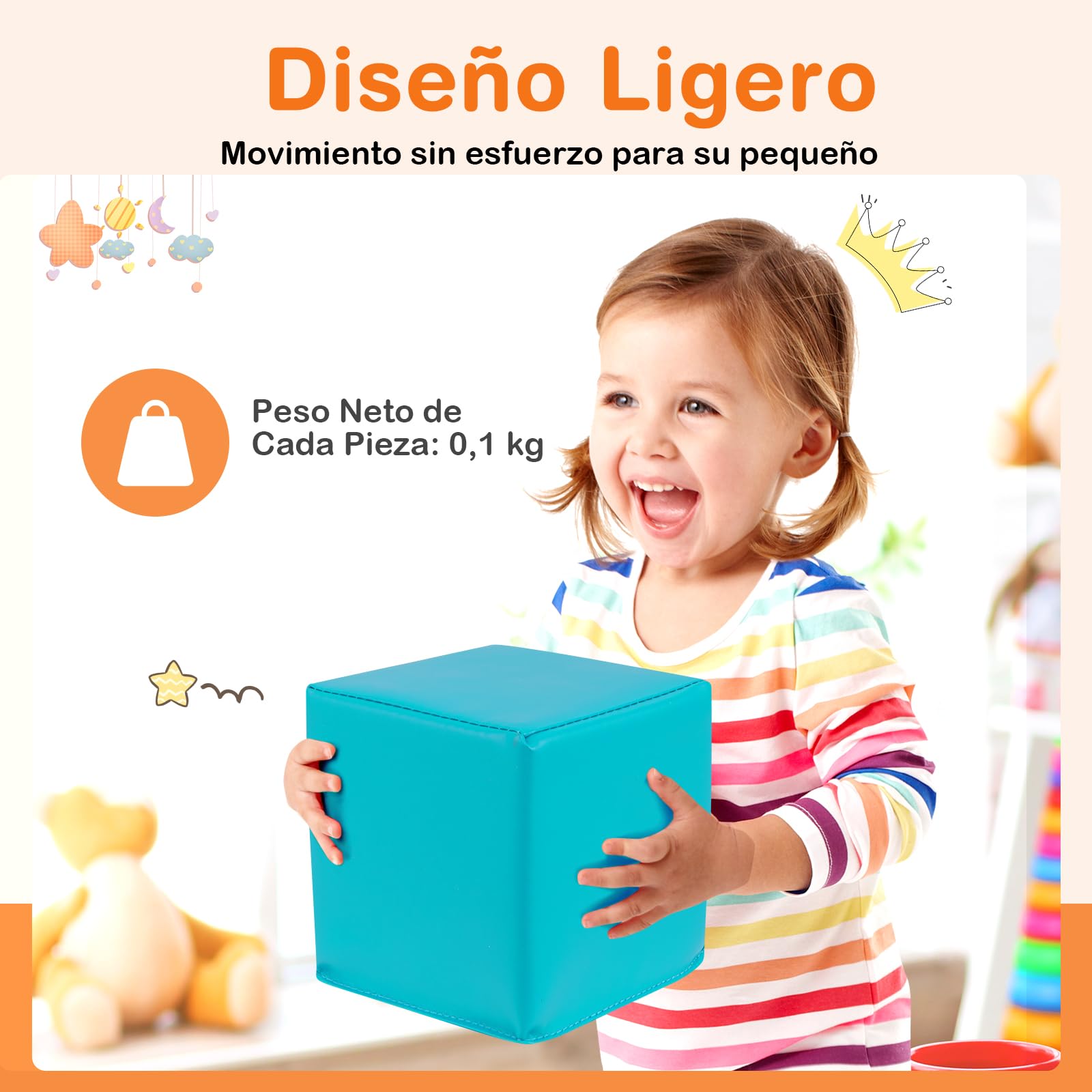 COSTWAY 12 Piezas Bloques de Construcción de Espuma, Cubos Suaves de Escalada de 14 x 14 cm en Colores para Niños, Bloques Psicomotricidad de Apilamiento y Lanzamiento (Arcoiris)