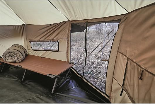 Guide Gear Base Camp Tent, Outdoor, Hiking, Hunting, Four Season Camping with Stove Jack